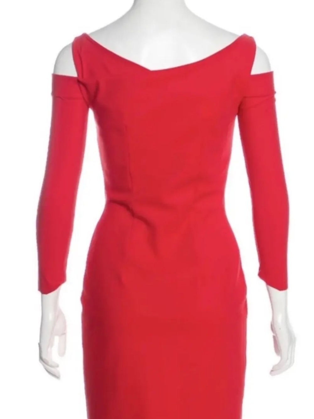 Chiara Boni Red Cold-Shoulder Midi Dress
